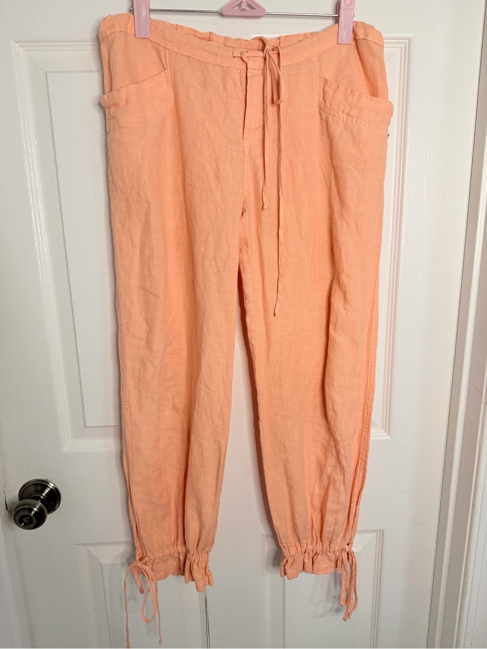 Juicy Couture Cropped Jogger 100% Linen Pants med Petite Fairy Grunge Y2K pink